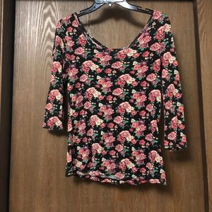 Floral Boat Neck 3/4 Sleeve